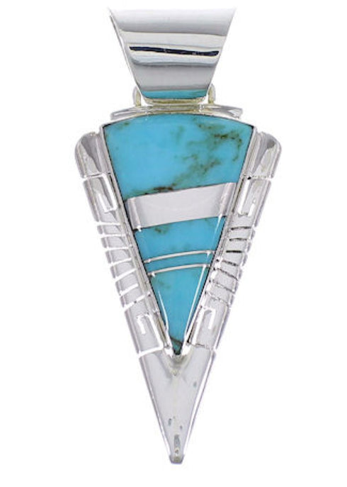 Sterling Silver Southwestern Turquoise Inlay Pendant EX28876